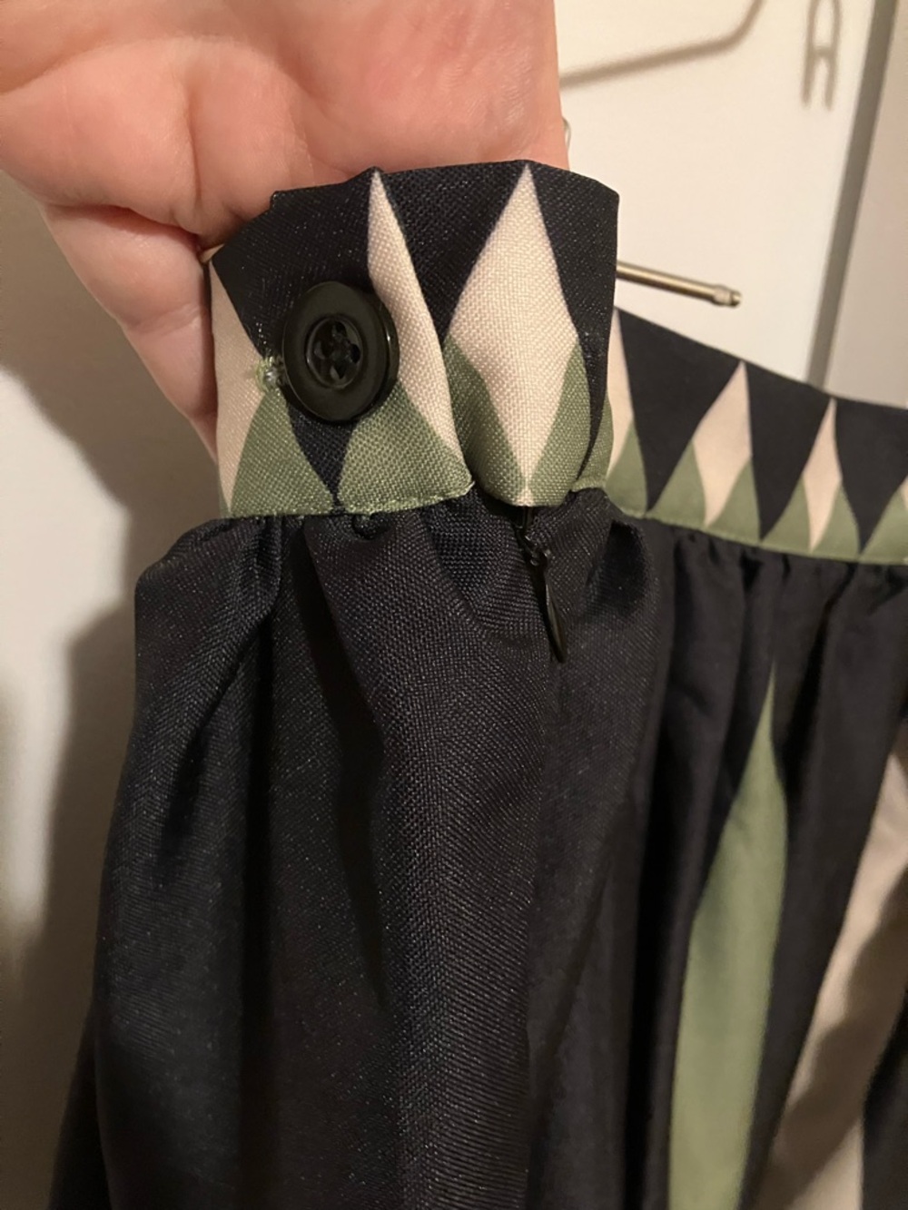 The Oblong Box Shop Halloween skirt in green and black with cats owls skulls - Picture 5 of 9